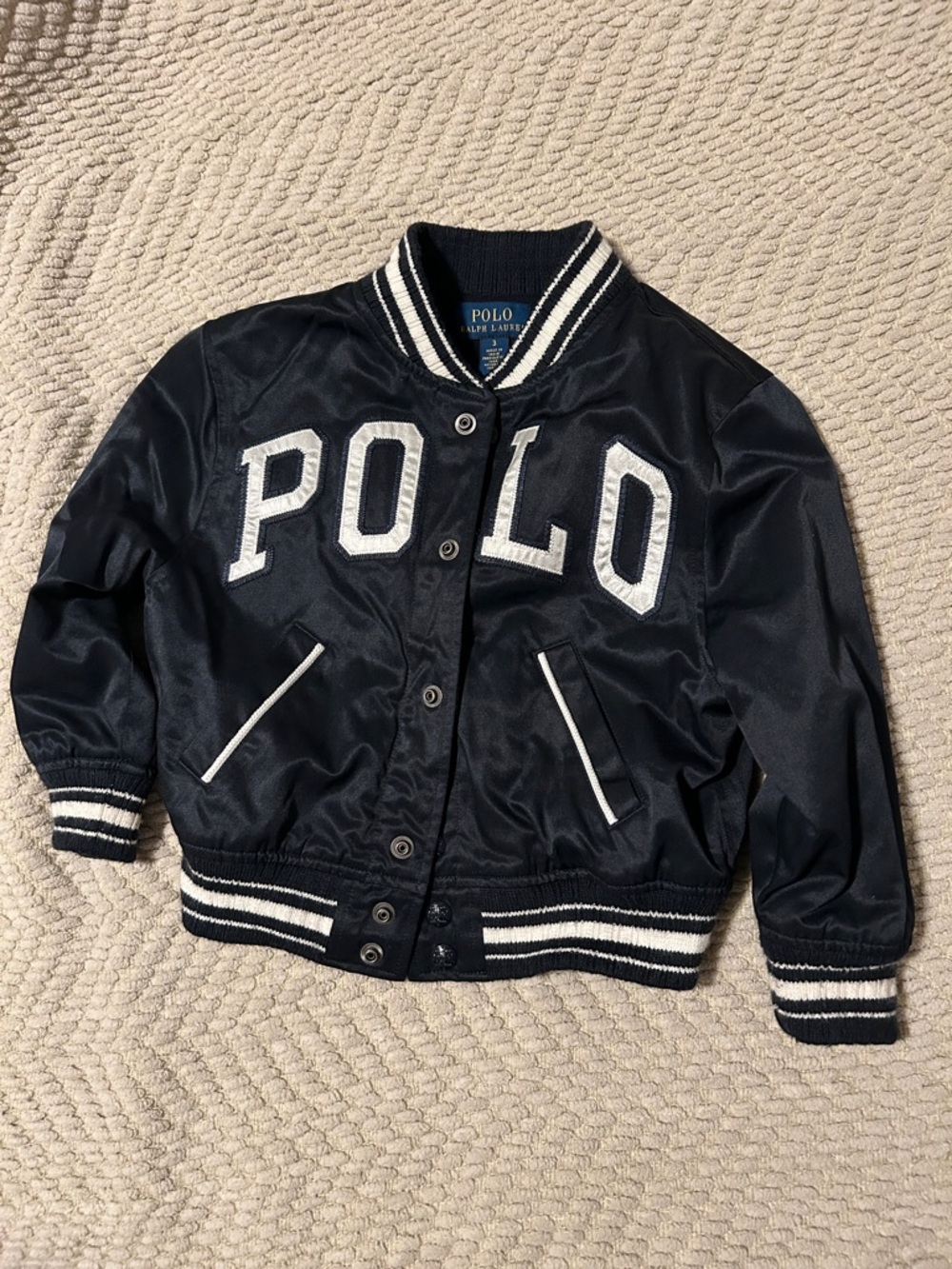 Polo Ralph Lauren Navy Varsity Jacket with White Trim